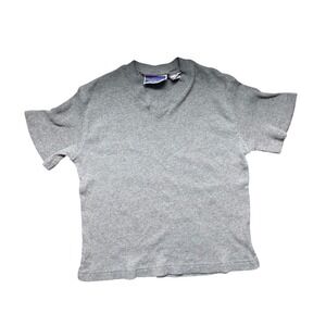 North Crest Ribbed Knit V-Neck Short Sleeve Top Women Y2K Gray Size Medium 8